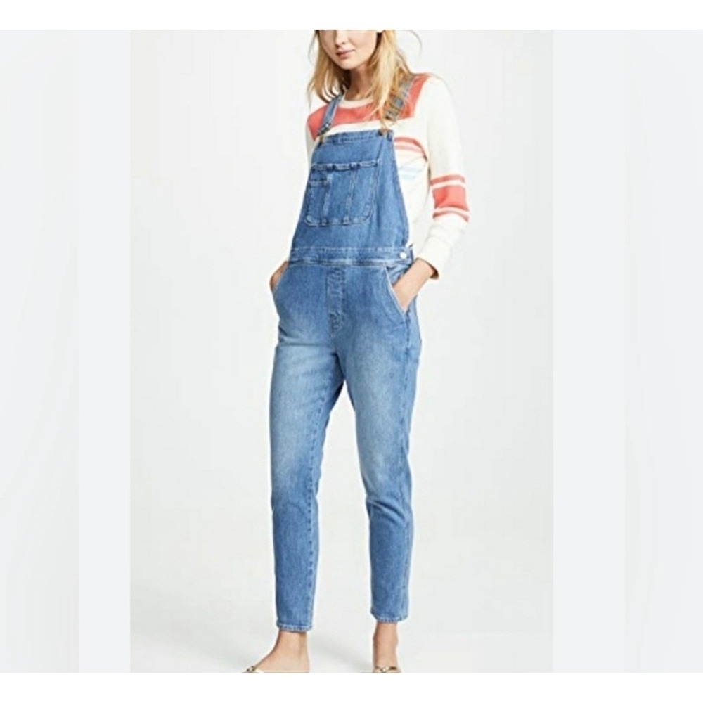 FRAME Denim Le Garcon Crop Boyfriend Overalls‎ Islet Blue Women's Small Classic